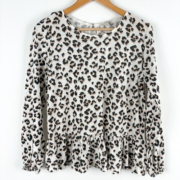 Lucky Brand Long Sleeve Leopard Print Top - Picture 2 of 9